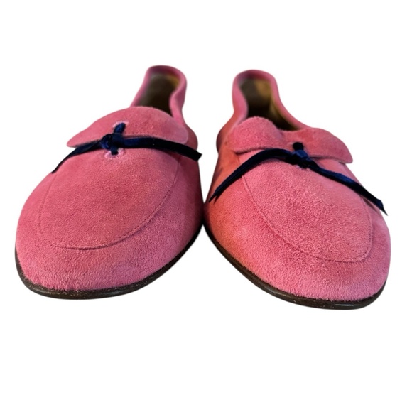 J. Crew Women’s 6.5 Pink Suede Manhattan Loafers Flats Shoes Blue Velvet Italy - Picture 2 of 12